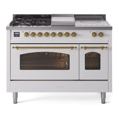 ILVE Nostalgie II 48 inch Dual Fuel Range with 5 Burners, Griddle & French Top Triple Glass Door - UP48FSNMP - The Home Selection