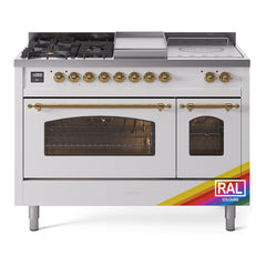 ILVE Nostalgie II 48 inch Dual Fuel Range with 5 Burners, Griddle & French Top Triple Glass Door - UP48FSNMP - The Home Selection