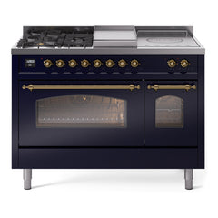 ILVE Nostalgie II 48 inch Dual Fuel Range with 5 Burners, Griddle & French Top Triple Glass Door - UP48FSNMP - The Home Selection