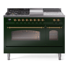 ILVE Nostalgie II 48 inch Dual Fuel Range with 5 Burners, Griddle & French Top Triple Glass Door - UP48FSNMP - The Home Selection