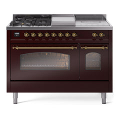 ILVE Nostalgie II 48 inch Dual Fuel Range with 5 Burners, Griddle & French Top Triple Glass Door - UP48FSNMP - The Home Selection