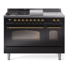 ILVE Nostalgie II 48 inch Dual Fuel Range with 5 Burners, Griddle & French Top Triple Glass Door - UP48FSNMP - The Home Selection