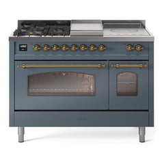 ILVE Nostalgie II 48 inch Dual Fuel Range with 5 Burners, Griddle & French Top Triple Glass Door - UP48FSNMP - The Home Selection