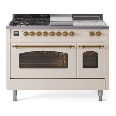 ILVE Nostalgie II 48 inch Dual Fuel Range with 5 Burners, Griddle & French Top Triple Glass Door - UP48FSNMP - The Home Selection