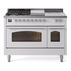 ILVE Nostalgie II 48 inch Dual Fuel Range with 5 Burners, Griddle & French Top Triple Glass Door - UP48FSNMP - The Home Selection