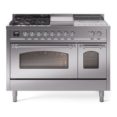 ILVE Nostalgie II 48 inch Dual Fuel Range with 5 Burners, Griddle & French Top Triple Glass Door - UP48FSNMP - The Home Selection