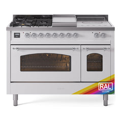ILVE Nostalgie II 48 inch Dual Fuel Range with 5 Burners, Griddle & French Top Triple Glass Door - UP48FSNMP - The Home Selection