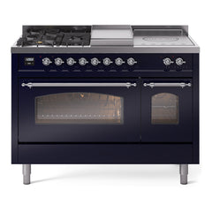 ILVE Nostalgie II 48 inch Dual Fuel Range with 5 Burners, Griddle & French Top Triple Glass Door - UP48FSNMP - The Home Selection