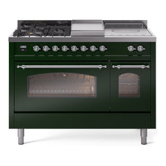 ILVE Nostalgie II 48 inch Dual Fuel Range with 5 Burners, Griddle & French Top Triple Glass Door - UP48FSNMP - The Home Selection