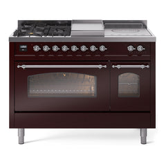ILVE Nostalgie II 48 inch Dual Fuel Range with 5 Burners, Griddle & French Top Triple Glass Door - UP48FSNMP - The Home Selection