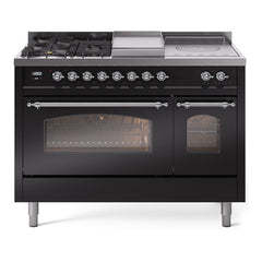 ILVE Nostalgie II 48 inch Dual Fuel Range with 5 Burners, Griddle & French Top Triple Glass Door - UP48FSNMP - The Home Selection