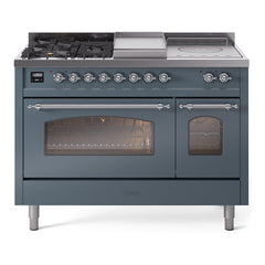 ILVE Nostalgie II 48 inch Dual Fuel Range with 5 Burners, Griddle & French Top Triple Glass Door - UP48FSNMP - The Home Selection