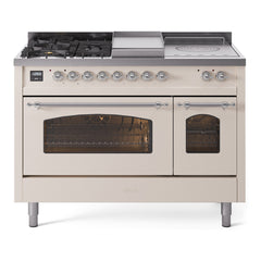 ILVE Nostalgie II 48 inch Dual Fuel Range with 5 Burners, Griddle & French Top Triple Glass Door - UP48FSNMP - The Home Selection