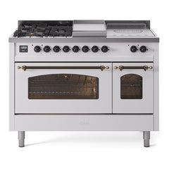 ILVE Nostalgie II 48 inch Dual Fuel Range with 5 Burners, Griddle & French Top Triple Glass Door - UP48FSNMP - The Home Selection