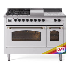 ILVE Nostalgie II 48 inch Dual Fuel Range with 5 Burners, Griddle & French Top Triple Glass Door - UP48FSNMP - The Home Selection