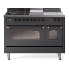 ILVE Nostalgie II 48 inch Dual Fuel Range with 5 Burners, Griddle & French Top Triple Glass Door - UP48FSNMP - The Home Selection
