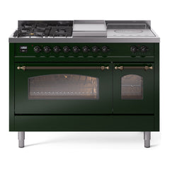 ILVE Nostalgie II 48 inch Dual Fuel Range with 5 Burners, Griddle & French Top Triple Glass Door - UP48FSNMP - The Home Selection