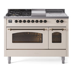 ILVE Nostalgie II 48 inch Dual Fuel Range with 5 Burners, Griddle & French Top Triple Glass Door - UP48FSNMP - The Home Selection