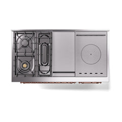 ILVE Nostalgie II 48 inch Dual Fuel Range with 5 Burners, Griddle & French Top Triple Glass Door - UP48FSNMP - The Home Selection