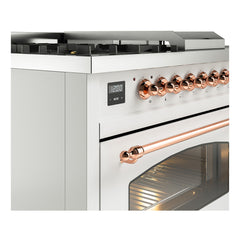 ILVE Nostalgie II 48 inch Dual Fuel Range with 5 Burners, Griddle & French Top Triple Glass Door - UP48FSNMP - The Home Selection