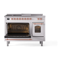 ILVE Nostalgie II 48 inch Dual Fuel Range with 5 Burners, Griddle & French Top Triple Glass Door - UP48FSNMP - The Home Selection