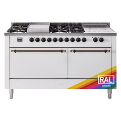 ILVE Nostalgie II 60" Dual Fuel Range – 7 Sealed Burners, Griddle & French Top,Solid Door - UP60FSQNMP - The Home Selection