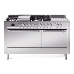 ILVE Nostalgie II 60" Dual Fuel Range – 7 Sealed Burners, Griddle & French Top,Solid Door - UP60FSQNMP - The Home Selection