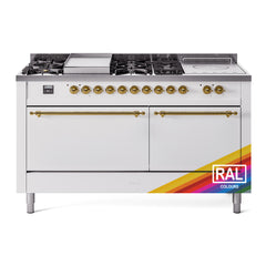 ILVE Nostalgie II 60" Dual Fuel Range – 7 Sealed Burners, Griddle & French Top,Solid Door - UP60FSQNMP - The Home Selection