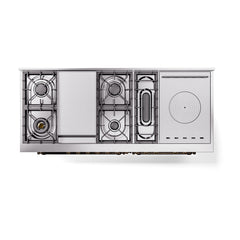 ILVE Nostalgie II 60" Dual Fuel Range – 7 Sealed Burners, Griddle & French Top,Solid Door - UP60FSQNMP - The Home Selection