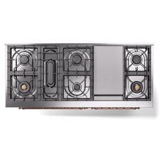 ILVE Nostalgie II 60 Inch Dual Fuel Range – 9 Sealed Burners & Griddle Triple Glass Door - UP60FNMP - The Home Selection