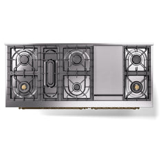 ILVE Nostalgie II 60 Inch Dual Fuel Range – 9 Sealed Burners & Griddle Triple Glass Door - UP60FNMP - The Home Selection