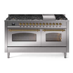 ILVE Nostalgie II 60 Inch Dual Fuel Range – 9 Sealed Burners & Griddle Triple Glass Door - UP60FNMP - The Home Selection