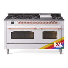 ILVE Nostalgie II 60 Inch Dual Fuel Range – 9 Sealed Burners & Griddle Triple Glass Door - UP60FNMP - The Home Selection