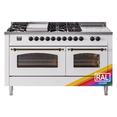 ILVE Nostalgie II 60 Inch Dual Fuel Range with 7 Sealed Burners, Griddle & French TopTriple Glass Door - UP60FSNMP - The Home Selection