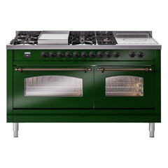 ILVE Nostalgie II 60 Inch Dual Fuel Range with 7 Sealed Burners, Griddle & French TopTriple Glass Door - UP60FSNMP - The Home Selection
