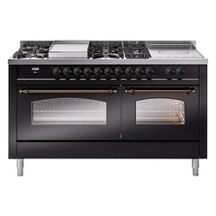 ILVE Nostalgie II 60 Inch Dual Fuel Range with 7 Sealed Burners, Griddle & French TopTriple Glass Door - UP60FSNMP - The Home Selection