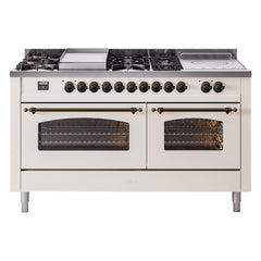 ILVE Nostalgie II 60 Inch Dual Fuel Range with 7 Sealed Burners, Griddle & French TopTriple Glass Door - UP60FSNMP - The Home Selection