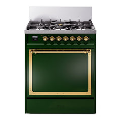 ILVE Nostalgie II Noblesse 30 Inch Dual Fuel Range with 5 Burners and Solid Door - UN30QNMP - The Home Selection