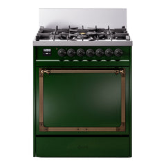 ILVE Nostalgie II Noblesse 30 Inch Dual Fuel Range with 5 Burners and Solid Door - UN30QNMP - The Home Selection