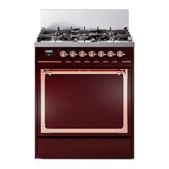 ILVE Nostalgie II Noblesse 30 Inch Dual Fuel Range with 5 Burners and Solid Door - UN30QNMP - The Home Selection