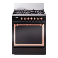 ILVE Nostalgie II Noblesse 30 Inch Dual Fuel Range with 5 Burners and Solid Door - UN30QNMP - The Home Selection