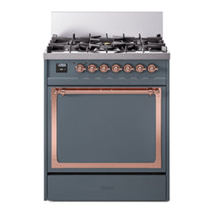 ILVE Nostalgie II Noblesse 30 Inch Dual Fuel Range with 5 Burners and Solid Door - UN30QNMP - The Home Selection