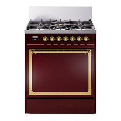 ILVE Nostalgie II Noblesse 30 Inch Dual Fuel Range with 5 Burners and Solid Door - UN30QNMP - The Home Selection