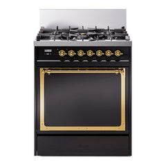 ILVE Nostalgie II Noblesse 30 Inch Dual Fuel Range with 5 Burners and Solid Door - UN30QNMP - The Home Selection