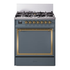 ILVE Nostalgie II Noblesse 30 Inch Dual Fuel Range with 5 Burners and Solid Door - UN30QNMP - The Home Selection