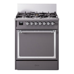 ILVE Nostalgie II Noblesse 30 Inch Dual Fuel Range with 5 Burners and Solid Door - UN30QNMP - The Home Selection