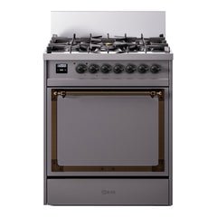 ILVE Nostalgie II Noblesse 30 Inch Dual Fuel Range with 5 Burners and Solid Door - UN30QNMP - The Home Selection