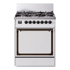 ILVE Nostalgie II Noblesse 30 Inch Dual Fuel Range with 5 Burners and Solid Door - UN30QNMP - The Home Selection