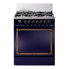 ILVE Nostalgie II Noblesse 30 Inch Dual Fuel Range with 5 Burners and Solid Door - UN30QNMP - The Home Selection