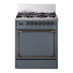 ILVE Nostalgie II Noblesse 30 Inch Dual Fuel Range with 5 Burners and Solid Door - UN30QNMP - The Home Selection